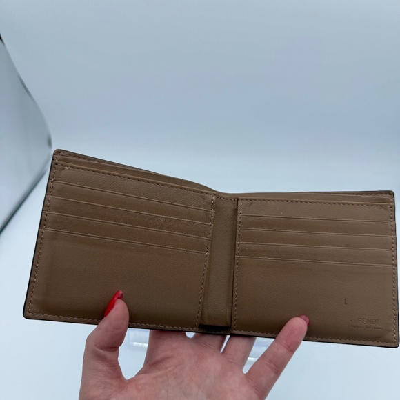 FENDI Vitello Grace FF Embossed Striped Bi-fold Leather Wallet - Picture 5 of 11